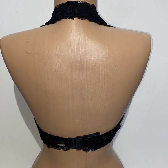 Gilly Hicks Women's Lace Floral Halter Padded Bralette Black Size XL - Picture 3 of 8